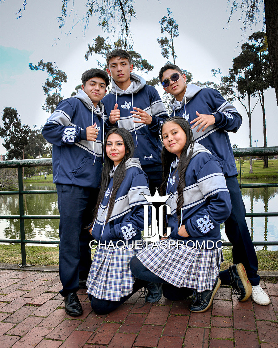 HOODIE CON V, AZUL/GRIS