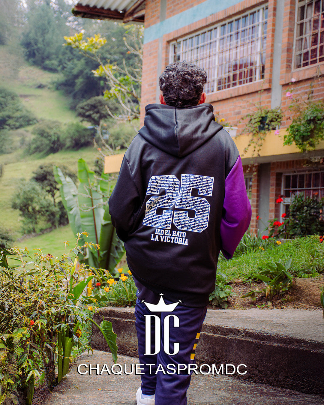 HOODIE BICOLOR, NEGRO/MORADO
