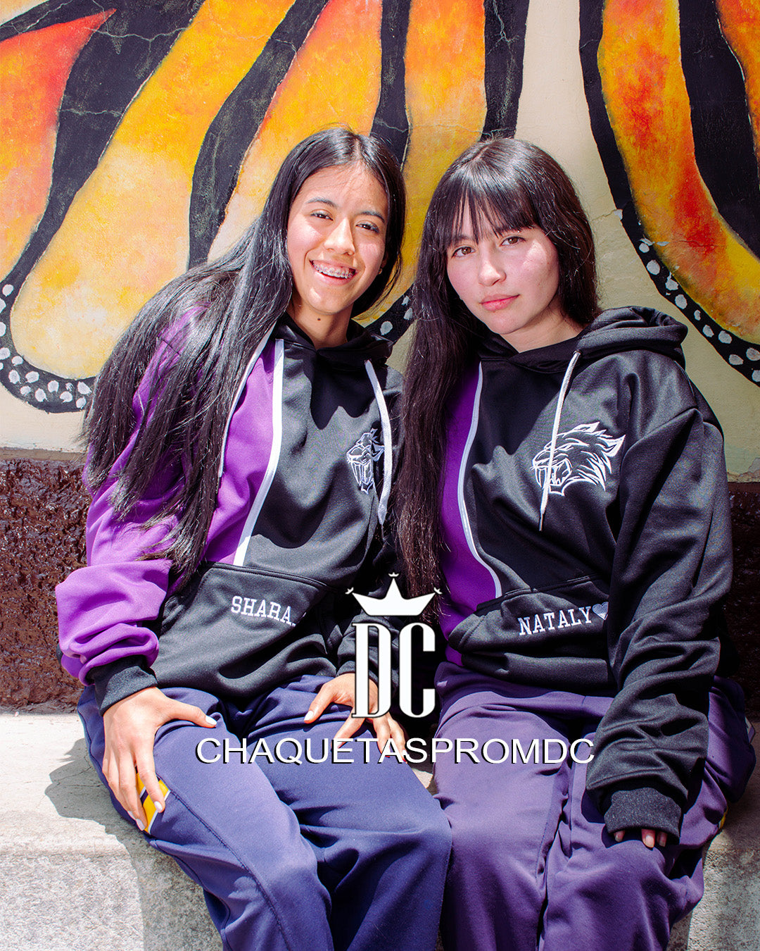 HOODIE BICOLOR, NEGRO/MORADO