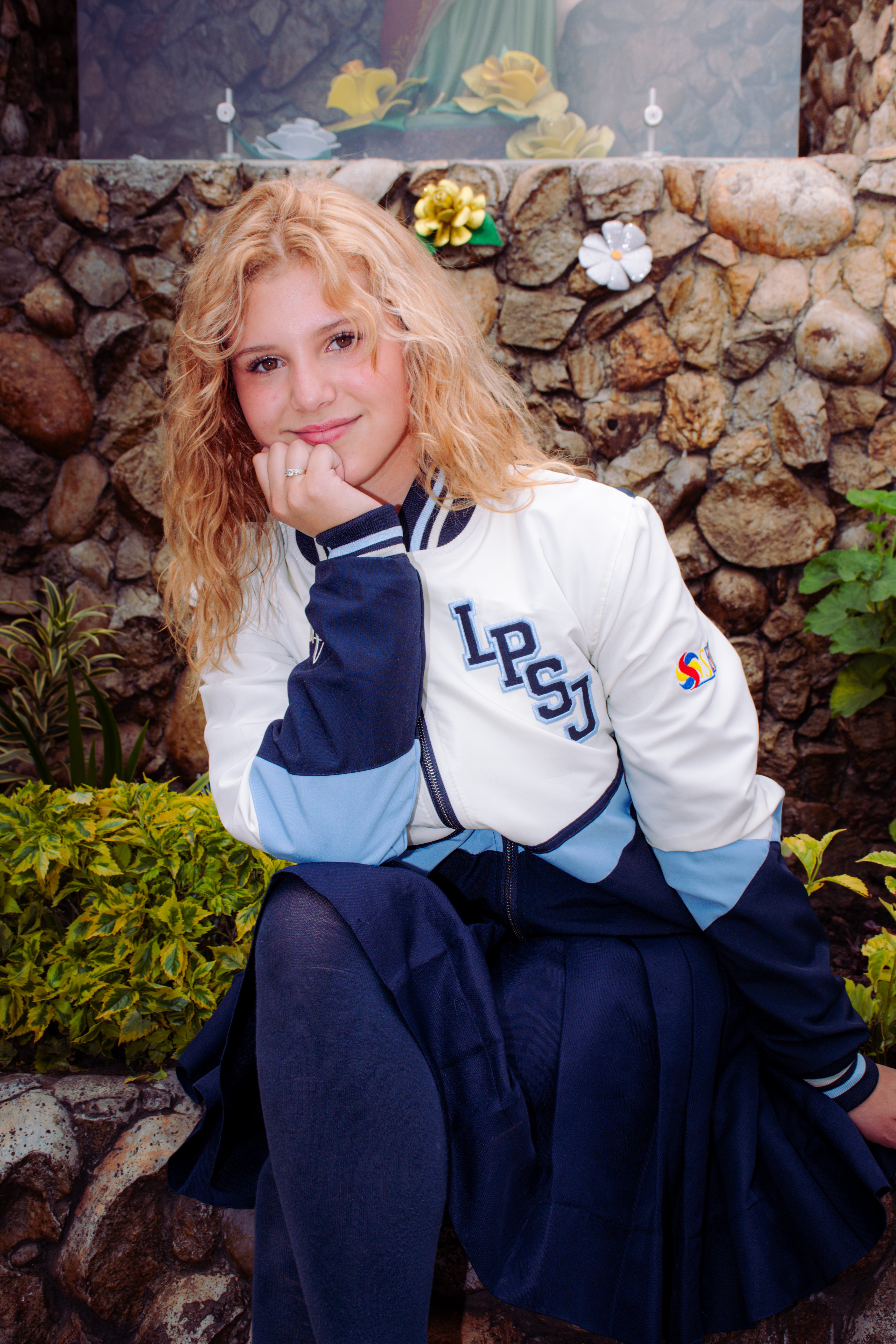 CHAQUETA IMPERMEABLE 3 CORTES BEIGE Y AZUL